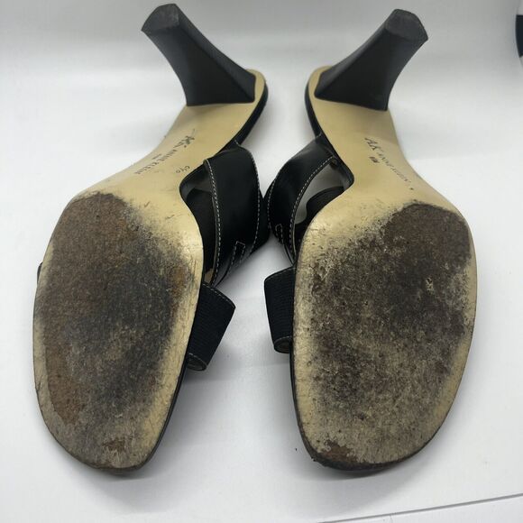 Anne Klein Machemist Stretch Sandal 8.5M Black Leather - Picture 2 of 10